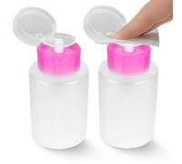 Distributeur De Pompe Push-Down 2pcs, 60ml Bouteille De Pompe En Plastique Distributeur De Liquide Cosmétique Alcool Bouteille Push Down pour Dissolvant Vernis à Ongles Avec Rabat