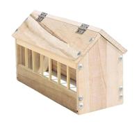 Distributeur de pour Cailles sans Gaspillage - Mangeoire À Fente pour Oiseaux De Basse-Cour - Auge en Bois Épaissi en Forme De Maisonnette pour Volaille sans Gaspillage Adaptée Aux Poules Canards Et