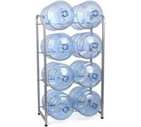 Distributeur de refroidisseur d'eau - Support de rangement à 4 niveaux pour bouteilles de 18 litres, peut contenir 8 carafes d'eau, design peu encombrant