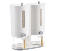 Distributeur de riz - Conteneur de conservation des aliments secs | Distributeur de riz à double seau, pour comptoir de garde-manger, céréales, soja, haricots verts, farine, flocons d'avoine