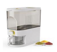 Distributeur de riz de 5 kg, grand récipient à riz avec tasse à mesurer, récipient de stockage de riz domestique sans BPA avec échelle de temps, pour la maison, la cuisine, le garde-manger, blanc