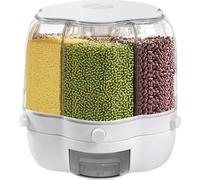 Distributeur de riz Distributeur d'aliments Seau de voyage à 6 grilles Récipient pour riz complet Rangement avec couvercle Distributeur de nourriture sèche Boîte de rangement pour la cuisine Blanc