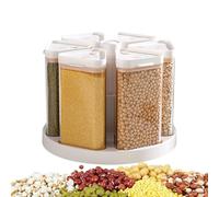 Distributeur de riz | Distributeur rotatif de céréales à 6 grilles | Récipient à riz transparent, pour restaurant, restauration, maison, farine, avoine, collation, cuisine, garde-manger, comptoir
