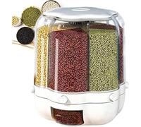 Distributeur De Riz Rotatif à 6 Grilles avec Cueillette en Un Clic, Récipient Transparent De Stockage des Céréales Et des Aliments avec Couvercle Amovible Et Seau à Riz SC, B, Large