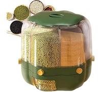 Distributeur De Riz Rotatif à 6 Grilles avec Cueillette en Un Clic, Récipient Transparent De Stockage des Céréales Et des Aliments avec Couvercle Amovible Et Seau à Riz SC, C, Large