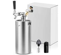 Distributeur de robinet de bière mini fût Growler 3,6 L (128 oz) avec régulateur de CO2 for maintenir la carbonatation(Silvery)