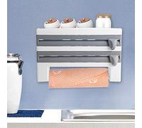 Distributeur de Rouleaux de Cuisine avec Film et épices pour Papier d'aluminium, Film Transparent et Serviette de Cuisine, 39 x 10 x 24 cm (Gris-Bleu)