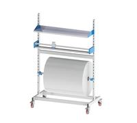 Distributeur de rouleaux de papier bulle avec cutter, support de rangement mobile robuste pour emballer des films, du papier kraft et des films étirables, comprend une étagère pour un accès et une