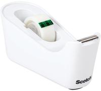 Distributeur De Ruban Adhésif (Blanc) + 1 Rouleau De Ruban Magic 19mmx33m-Support Pour Ruban Adhésif Pour L¿École,La Maison Et Le Bureau