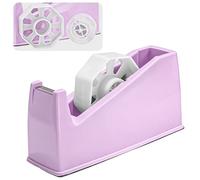 Distributeur de ruban adhésif de bureau lesté avec design double cœur de 2,5 cm et 7,6 cm, base antidérapante et lame en métal tranchante, support de ruban adhésif robuste pour bureau, maison, école