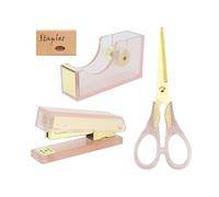 Distributeur de ruban adhésif en acrylique transparent de 2,5 cm - Agrafeuse MultiBey avec 950 agrafes or rose 24/6, 26/6, ciseaux en acrylique, fournitures de bureau pour l'école, la maison et le