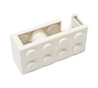 Distributeur de ruban adhésif mignon, coupe-ruban en forme de mini bloc de construction, support d'autocollant de bureau à coupe facile, accessoire de bureau élégant pour (Blanche)