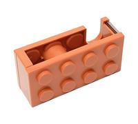 Distributeur de ruban adhésif mignon, coupe-ruban en forme de mini bloc de construction, support d'autocollant de bureau à coupe facile, accessoire de bureau élégant pour (Orange)