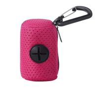 Distributeur de sacs à déjections canines, fixation en tissu en avec fermeture éclair, grande capacité, fournitures portables pour la course à pied, le vélo, la randonnée, rose vif, Refer to