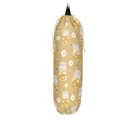 Distributeur de sacs en plastique mural pour sacs d'épicerie pour sacs d'épicerie pour cuisine, famille, amis, grand-mère, maman (pot à miel, abeille, marguerite)