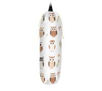 Distributeur de sacs en plastique mural pour sacs d'épicerie pour sacs d'épicerie pour cuisine, famille, amis, grand-mère, maman (dessin animé, chouette, blanc)