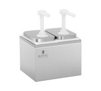 Royal Catering Distributeur De Sauce Pompe À Sauce En Plastique Ketchup Pour Friterie RCDI-4L (2 Récipients, Volume Total 4 l, Acier inoxydable / PP, Épaisseur du matériau 0,6 mm)