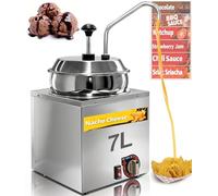 Distributeur de sauce en acier inoxydable 7L avec fonction de chauffage, distributeur de sauce électrique en acier inoxydable 304 avec 6 réglages de température & pompe rotative à 360°, facile à netto