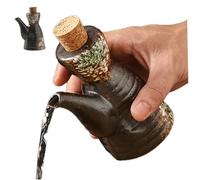 Distributeur de sauce soja, distributeur d'huile en céramique de 160 ml, récipient japonais pour sauce soja avec bec verseur et bouchon en bois pour la maison, la cuisine et la cuisine