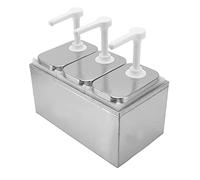 Distributeur de Sauce, Station de Pompe de Cuisine de Sirop de Condiment en Plastique et en Acier Inoxydable pour la Maison 1L Double Salade Confiture Assaisonnement Squeeze (Pompe triple 2L)