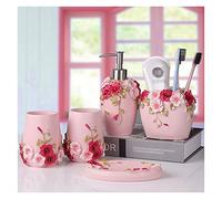 Distributeur de savon, 5 pièces, accessoires de salle de bain, ensemble de salle de bain, comprenant distributeur de savon, porte-brosse à dents, gobelet et soucoupe à savon, cadeau idéal pour mariage