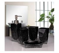 Distributeur de savon, 5 pièces en résine, accessoires de salle de bain, y compris distributeur de savon, porte-brosse à dents, gobelet de savon et soucoupe à savon, motif d'air élégant, distributeur