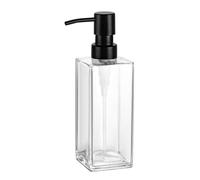 Distributeur de savon à main avec, Distributeur de lotion savon for les mains 12 oz en verre anti-fuite multicolore avec 2 têtes pompe(Clear+2 Black Pumps)