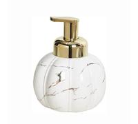 Distributeur de savon à main avec, Distributeur de savon for les mains en céramique, 460ml, 15.5oz, pompe dorée, marbre multi-arrondi, for salle bain et cuisine(Wei)