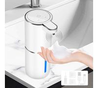 Distributeur de Savon Automatiqu,380ml Distributeur Savon Mural,Affichage Power,Étanche IPX5,Rechargeable par USB,Automatique avec Capteur Infrarouge pour Cuisine, Salle,Maison,Bureau,Hôtel(Blanc)