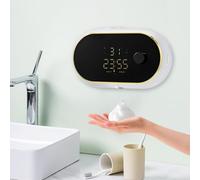Distributeur de savon automatique - 450 ml - Distributeur automatique de savon avec capteur - Avec affichage de la température et de l'heure - 3 niveaux réglables - Pour cuisine et salle de bain -
