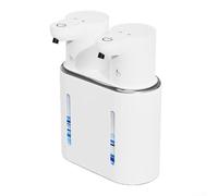 Distributeur de savon automatique à double tête 800 ml sans contact avec capteur intelligent et écran LED pour salle de bain, cuisine, montage mural ou table Blanc (C)