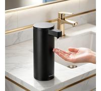 Distributeur de Savon Automatique Acier Inoxydable : Pompe Anti-Obstruction & Rechargeable USB-C | Capteur Infrarouge 0,2s | Distributeur de Savon Liquide pour Cuisine et Salle de Bain(Noir Mat)