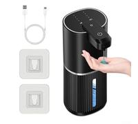 Distributeur de savon automatique avec batterie rechargeable USB 1200 mAh, IPX5 étanche et réservoir transparent de 380 ml, convient pour un usage domestique et commercial (liquide-black)