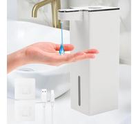 Distributeur de Savon Automatique, Distributeur Automatique de Savon Mural sans Perçage, Liquide 400ml IPX5 USB Rechargeable avec Détection 0.25s pour Cuisine Salle de Bain Toilettes(Blanc)