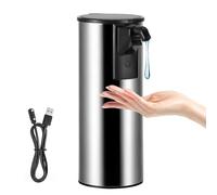 Distributeur De Savon Automatique en Acier Inoxydable 4 Niveaux Réglables | Rechargeable Par Usb, Pour Salle De Bain, Cuisine, 350 Ml