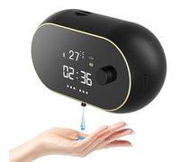 Distributeur de savon automatique - Fixation murale - Avec capteur No Touch - Distributeur de savon électrique en plastique - Pour salle de bain, cuisine, bureau - Noir