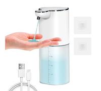 Distributeur de Savon Automatique, Gcstnn 400ml Montage Mural électrique sans Contact, Rechargeable par USB C, Réglable à 4 Niveaux, Étanche IPX5 Distributeur Savon pour Cuisine, Salle de Bain, Hôtel