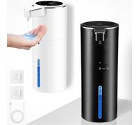 Distributeur de Savon Automatique Liquide, 400ML Distributeur de Savon avec Capteur Infrarouge, 4 Vitesses, 1800mAh Rechargeable par USB, Étanche IPX5, Adapté à la Cuisine, Salle de Bain (Noir)