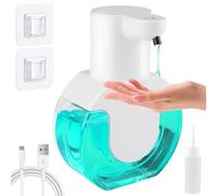 Distributeur de Savon Automatique, Mezzar 420ml Distributeur Savon Mural Automatique USB Rechargeable IPX5 Étanche pour Cuisine, Salle de Bain- Blanc(Liquide)