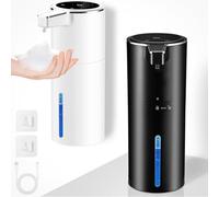 Distributeur de Savon Automatique Mousse, 400ML Distributeur de Savon avec Capteur Infrarouge, 4 Vitesses,1800mAh Rechargeable par USB, Étanche IPX5, Adapté à la Cuisine, Salle de Bain (Blanc)