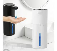 Distributeur de Savon Automatique Mural sans Perçage - Distributeur Savon Gel Douche sans Contact, 400ml Rechargeable USB | Liquide pour Cuisine, Salle de Bain, Toilettes(Blanc)