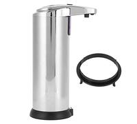 Distributeur de Savon Automatique sans Contact Intelligent 250 ML en Acier Inoxydable avec Volume d'égouttement réglable pour Salle de Bain et Cuisine Argenté 18,7 x 11 cm