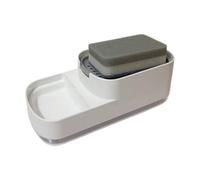 Distributeur de savon avec porte-éponge - Distributeur de savon liquide 2 en 1 | Pour famille, parents, propriétaires, maison, appartement, café, restaurant, camping-car, préparation des repas