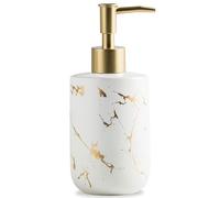Distributeur de savon blanc et doré, 300 ml, luxueux flacon de savon pour les mains avec pompe en plastique, doré, distributeur de savon liquide en céramique pour salle de bain, cuisine, savon