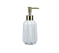 Distributeur de savon Bouteille à pompe en céramique forme de diamant 300 ml, distributeur savon ménager créatif(Blanc)