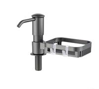 Distributeur de savon, bouteille d'évier de cuisine avec étagère de rangement simple, tube d'extension portable en acier inoxydable pour détergent à vaisselle (gris)