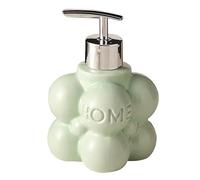 Distributeur de savon carré en céramique pour les mains et la vaisselle - Distributeur de savon liquide de 283,5 g avec pompe argentée pour bureau, hôtel, location de vacances, décoration et