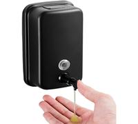 Distributeur de savon commercial mural en acier inoxydable avec pompe manuelle anti-rouille, anti-fuite, pour salle de bain, restaurant, 500 ml (noir)
