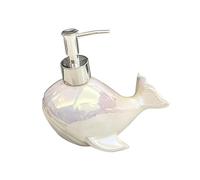 Distributeur de Savon de Baleine en céramique de 380 ML, Distributeur de Lotion de Salle de Bains avec Pompe de galvanoplastie, récipient de Douche Rechargeable pour shampoing