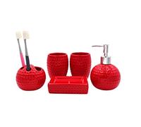 Distributeur de Savon de Cuisine Ensemble De Salle Bain 5 Pièces Complet, Distributeur Savon, Tasse Rince-Bouche, Porte-Brosse À Dents Et Porte-Savon Huile de Massage(White)